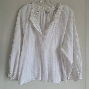 JOIE | Split Neck Blouse Metallic White Sz L